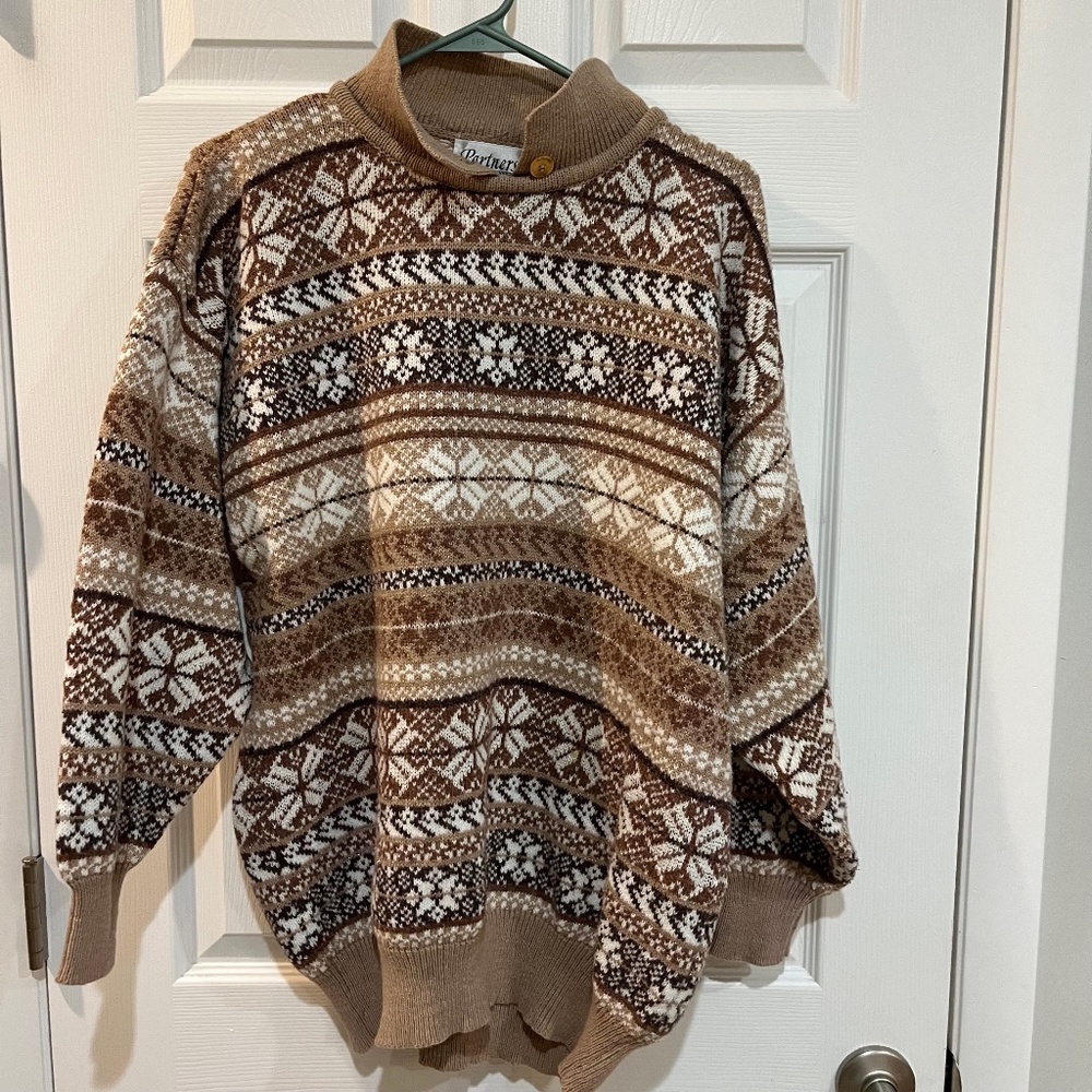 Vintage Partners by Mervyn's Long Sleeve Sweater Large Browns C09